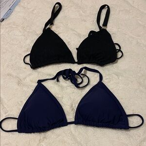 Black and Navy Blue Triangle Bikini Tops